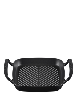 Le Creuset BBQ Outdoor Cast Iron Square Grill, 26cm, Matte Black, Matte Black