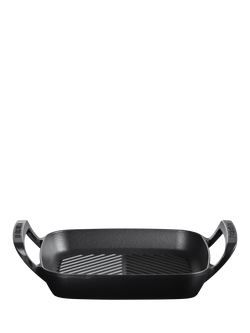 Le Creuset BBQ Outdoor Cast Iron Square Grill, 26cm, Matte Black - view 2, Matte Black