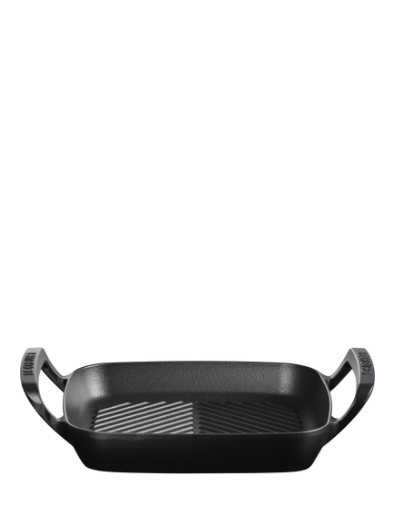 Le Creuset BBQ Outdoor Cast Iron Square Grill, 26cm, Matte Black - view 2, Matte Black