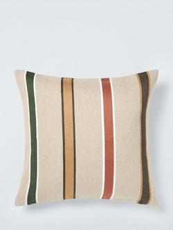 John Lewis Longstock Stripe Cushion, Natural/Multi, Natural