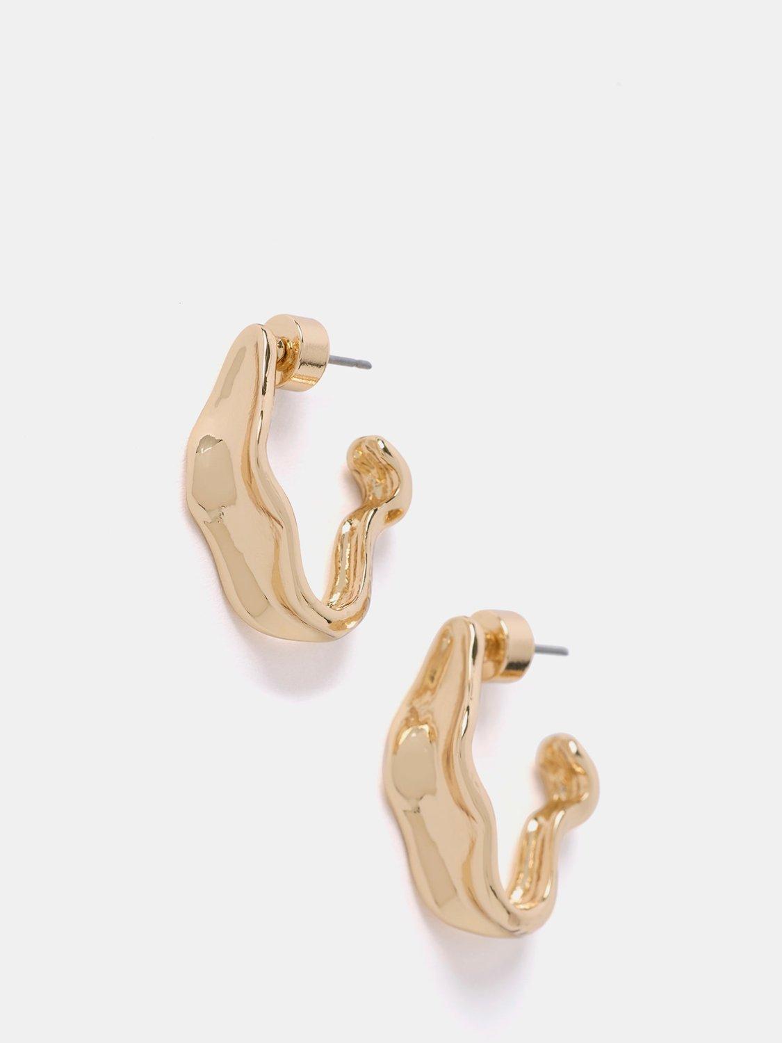 Mint Velvet Textured Hoop Earrings, Gold