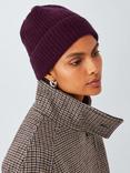John Lewis Cashmere Rib Knit Beanie Hat, Berry
