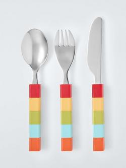 John Lewis Movable Handle Children's Stainless Steel Cutlery Set, 3 Piece, Multi
