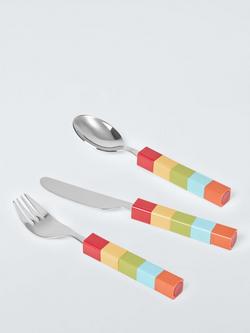 John Lewis Movable Handle Children's Stainless Steel Cutlery Set, 3 Piece - view 2, Multi