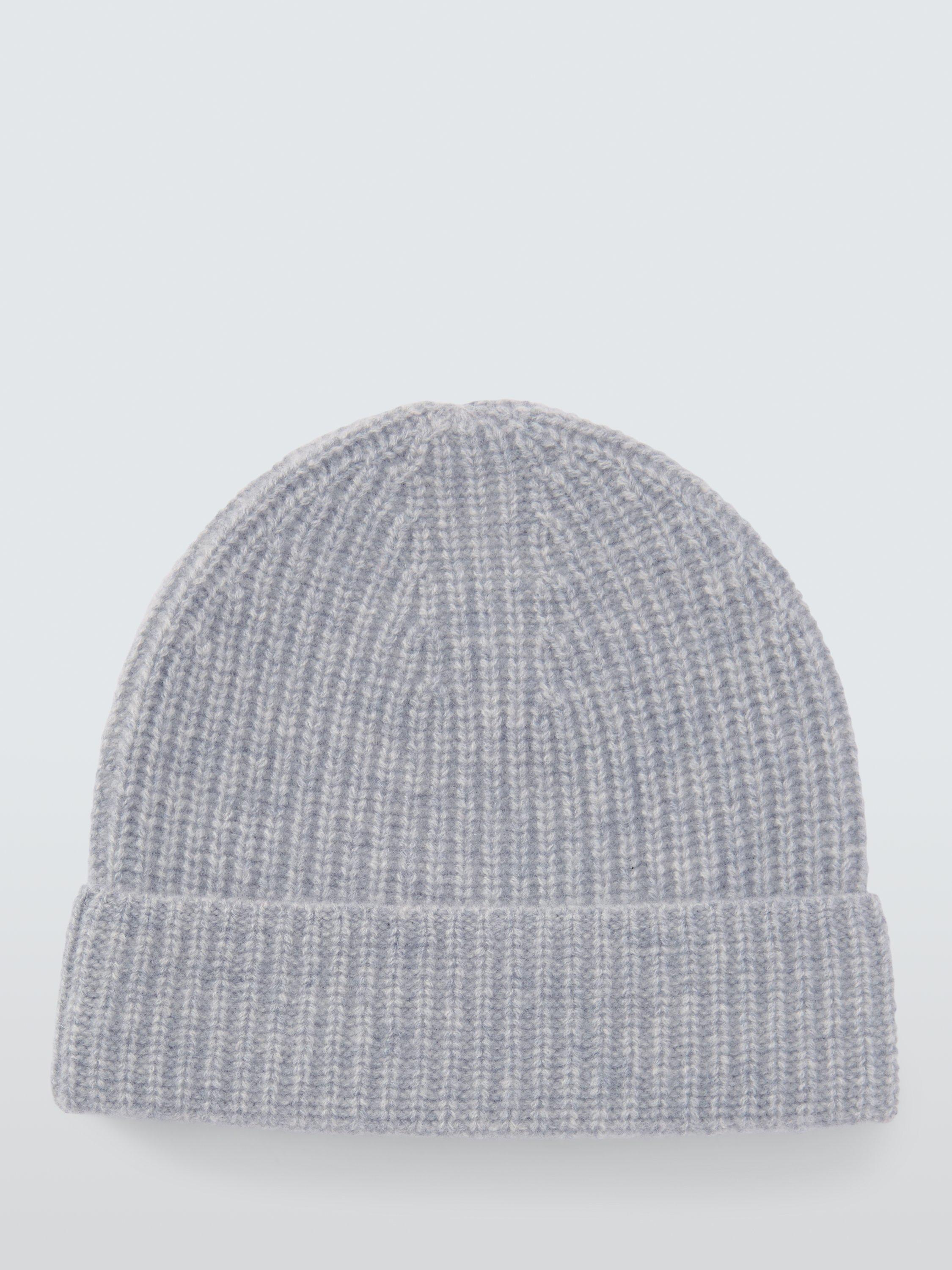 Product image 2 of 5, which shows John Lewis Cashmere Rib Knit Beanie Hat, Light Grey