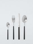 John Lewis Recycled Handle Stainless Steel Cutlery Set, 16 Piece/4 Place Settings, Black
