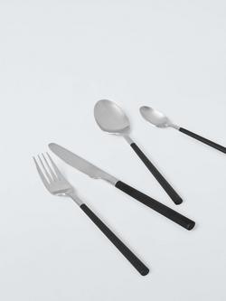 John Lewis Recycled Handle Stainless Steel Cutlery Set, 16 Piece/4 Place Settings, Black - view 2, Black