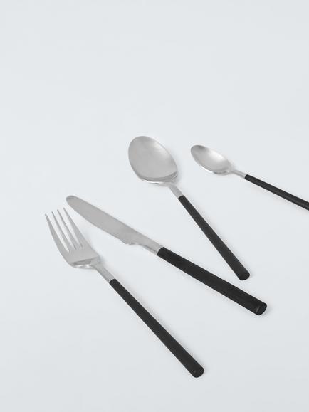 John Lewis Recycled Handle Stainless Steel Cutlery Set, 16 Piece/4 Place Settings, Black - view 2, Black