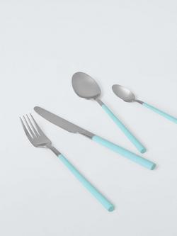 John Lewis Recycled Handle Stainless Steel Cutlery Set, 16 Piece/4 Place Settings, Blue - view 2, Blue