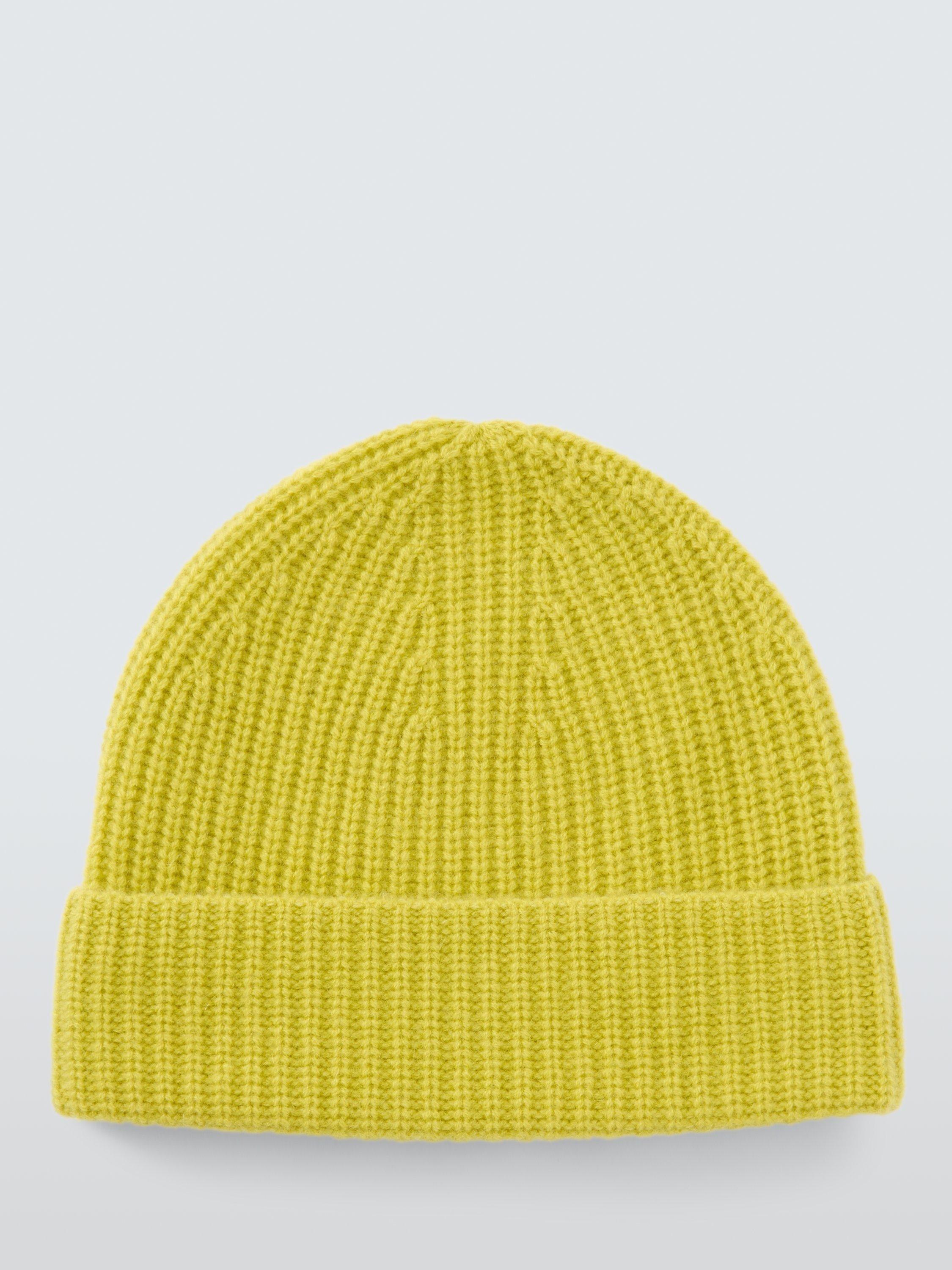Product image 2 of 5, which shows John Lewis Cashmere Rib Knit Beanie Hat, Lime
