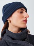 John Lewis Cashmere Rib Knit Beanie Hat, Navy