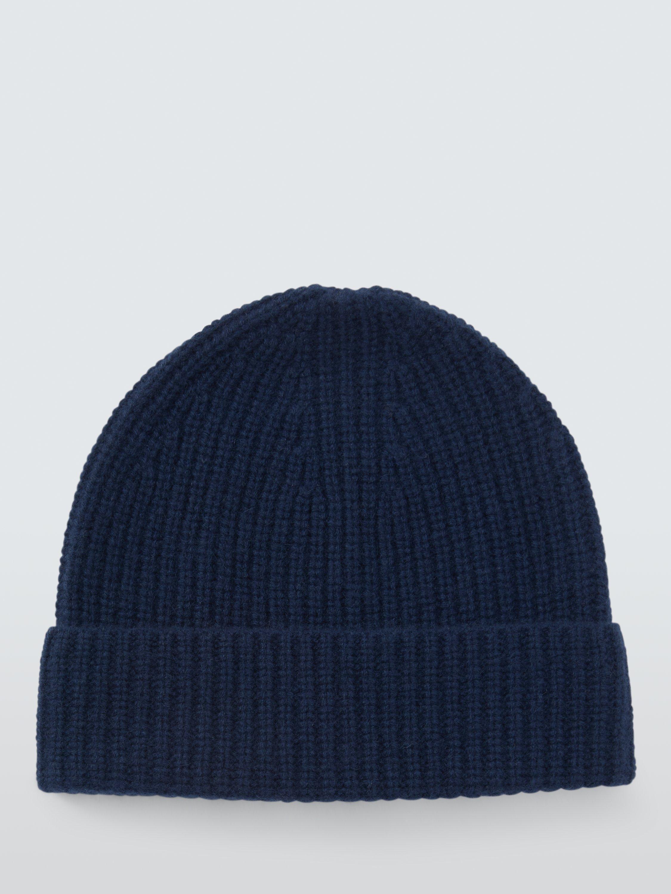 Product image 2 of 4, which shows John Lewis Cashmere Rib Knit Beanie Hat, Navy