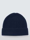John Lewis Cashmere Rib Knit Beanie Hat, Navy