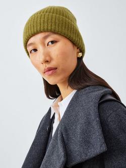 John Lewis Cashmere Rib Knit Beanie Hat, Olive