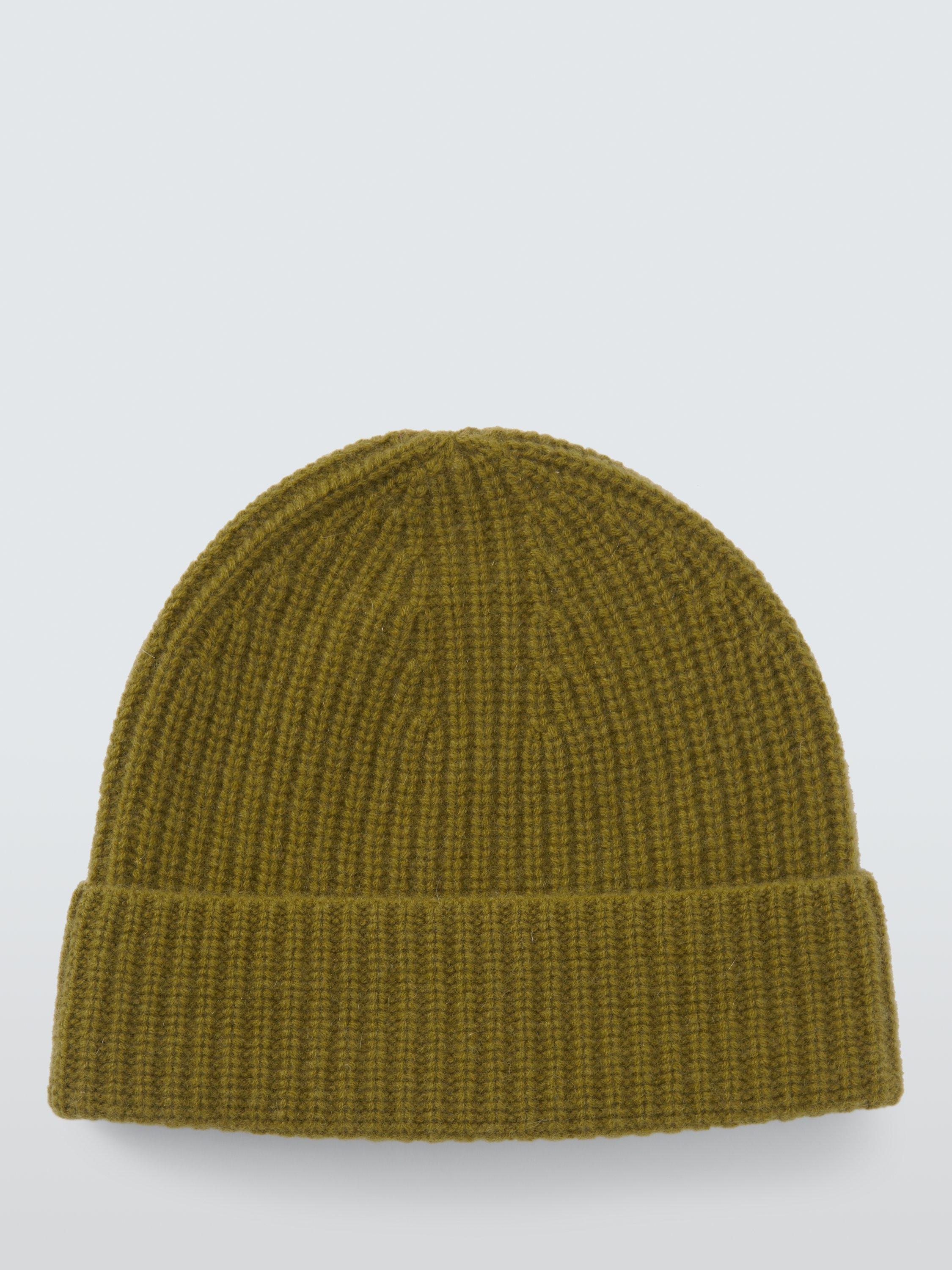 Product image 2 of 5, which shows John Lewis Cashmere Rib Knit Beanie, Olive