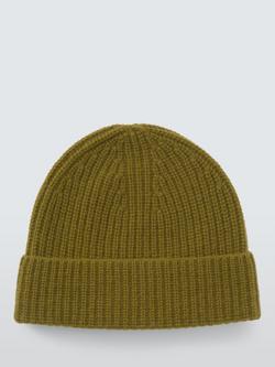 John Lewis Cashmere Rib Knit Beanie Hat - view 2, Olive