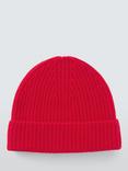 John Lewis Cashmere Rib Knit Beanie, Red