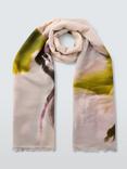 John Lewis Wool Blend Floral Scarf, White/Multi