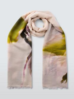 John Lewis Wool Blend Floral Scarf, White/Multi - view 2, White Multi