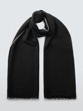 John Lewis Wool Blend Tipped Scarf, Black/Ecru