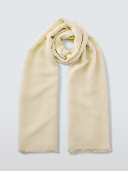 John Lewis Wool Blend Tipped Scarf, Natural/Yellow - view 2, Natural/Yellow