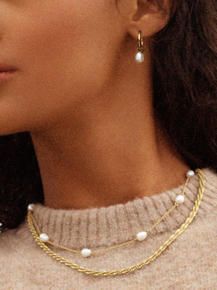 EDBLAD Perla Hoop Drop Earrings - view 2, Gold