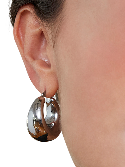 EDBLAD Boyd Chunky Graduated Hoop Earrings - view 2, Silver