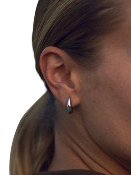 EDBLAD Crest Drop Hoop Earrings, Small - view 2, Silver