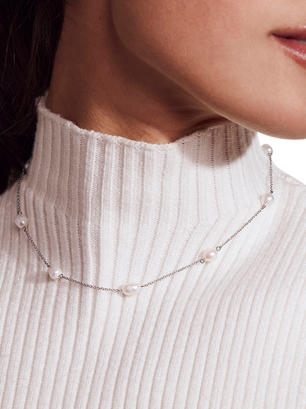 EDBLAD Perla Necklace - view 2, Silver/White