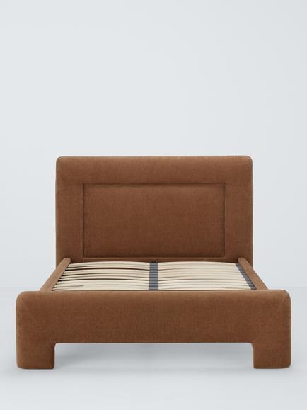 John Lewis Blocky Upholstered Bed Frame, Double, Nutmeg - view 2, Nutmeg