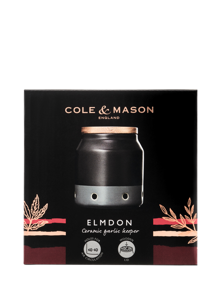 Cole & Mason Elmdon Ceramic Garlic Jar, Charcoal Grey - view 2, Grey Charcoal