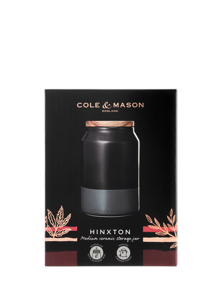 Cole & Mason Hinxton Ceramic Storage Jar, Charcoal Grey - view 2, Grey Charcoal