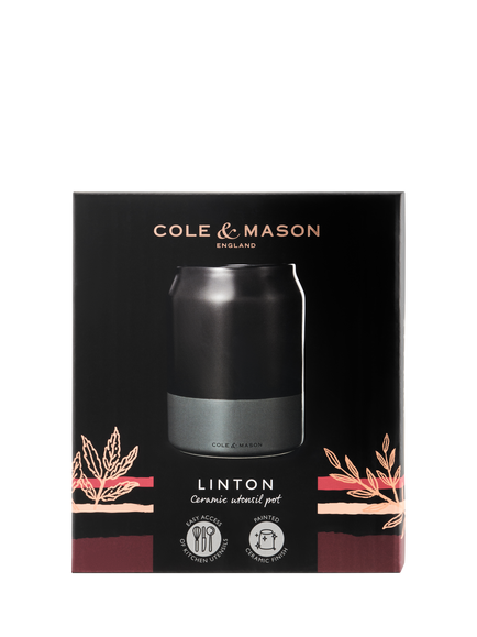 Cole & Mason Linton Ceramic Utensil Pot, Charcoal Grey - view 2, Grey Charcoal