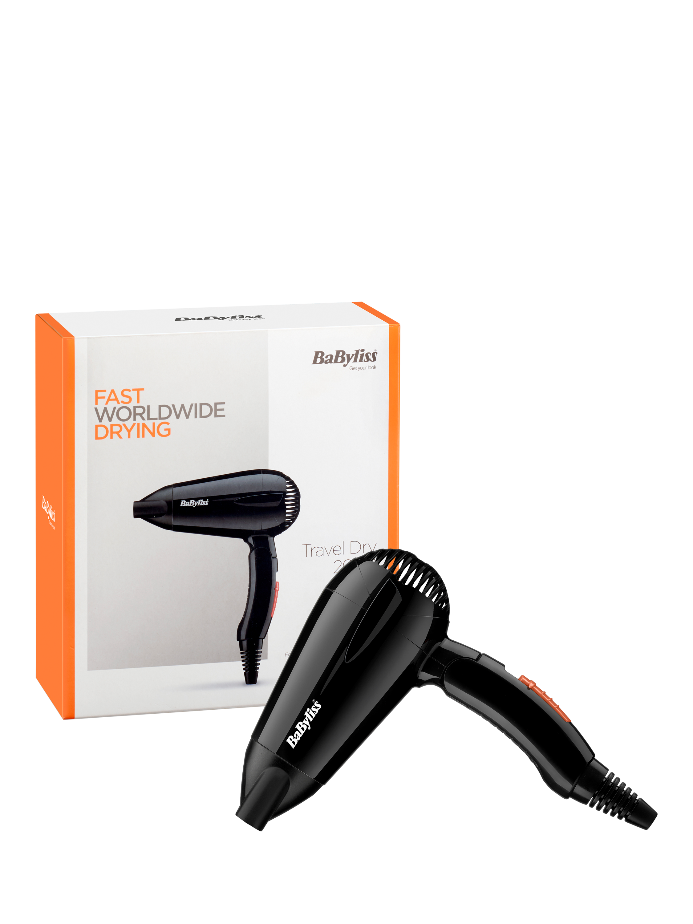 Product image 4 of 7, which shows BaByliss Travel Dry 2000 Hair Dryer, Black