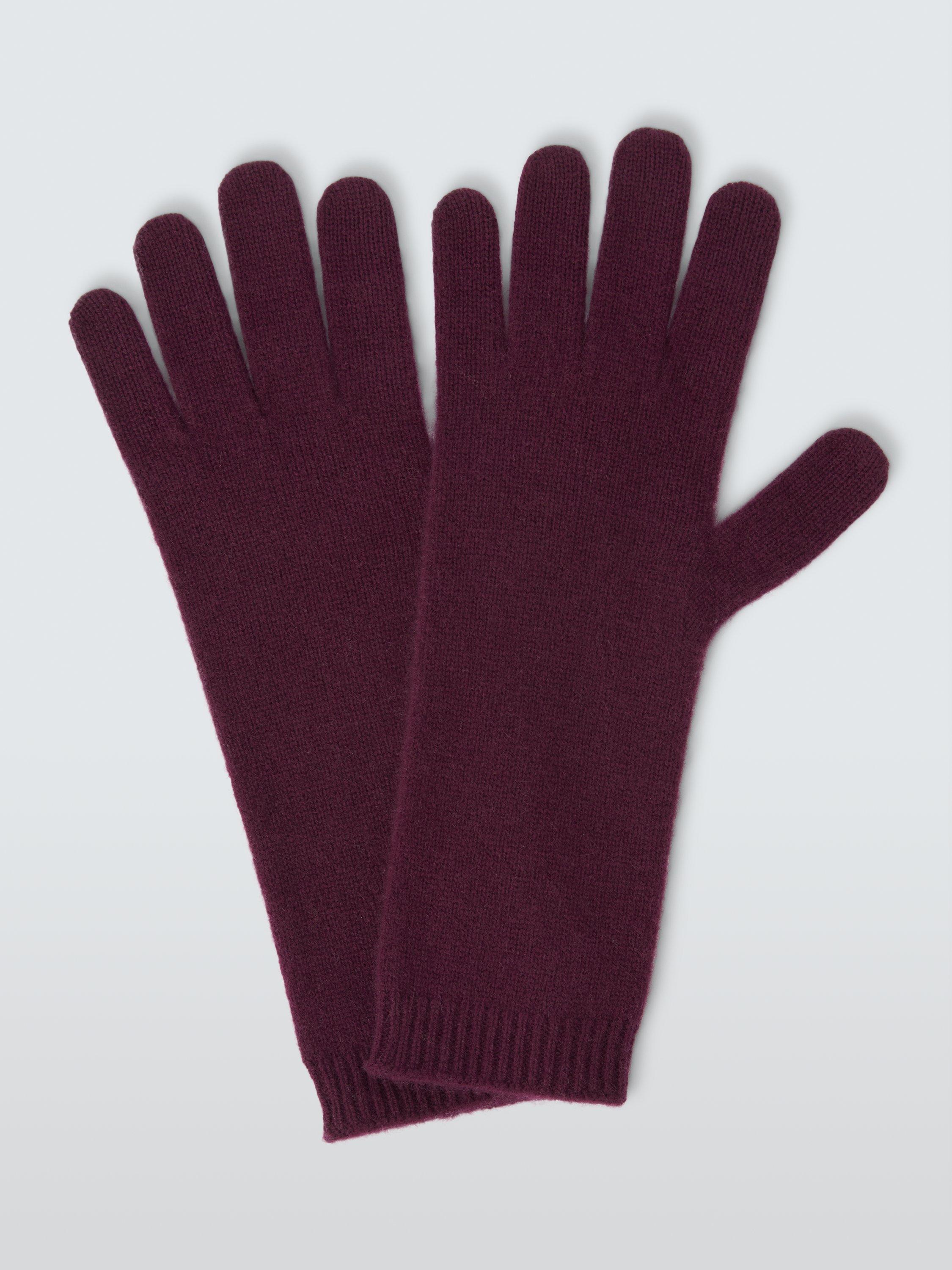Product image 1 of 3, which shows John Lewis Cashmere Gloves, Berry