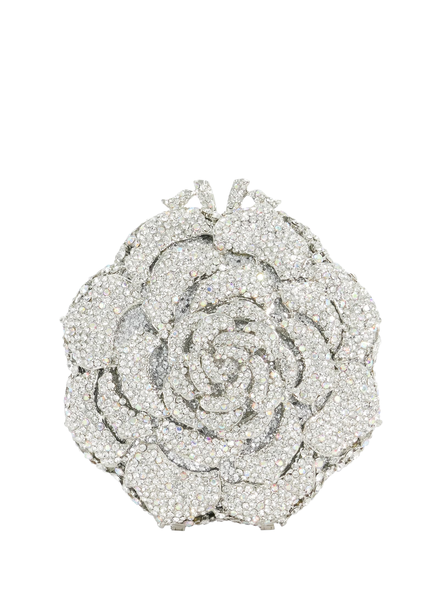 Product image 3 of 5, which shows Dune Bling Diamante Flower Clutch Bag, Silver