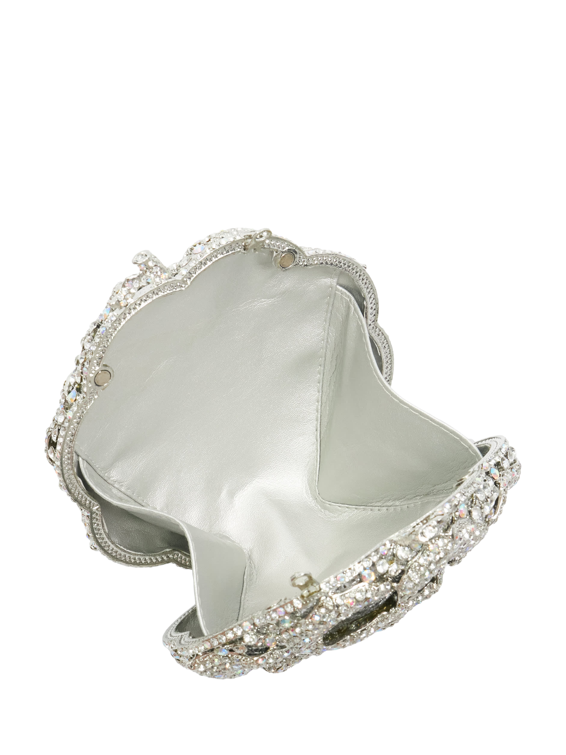 Product image 4 of 5, which shows Dune Bling Diamante Flower Clutch Bag, Silver