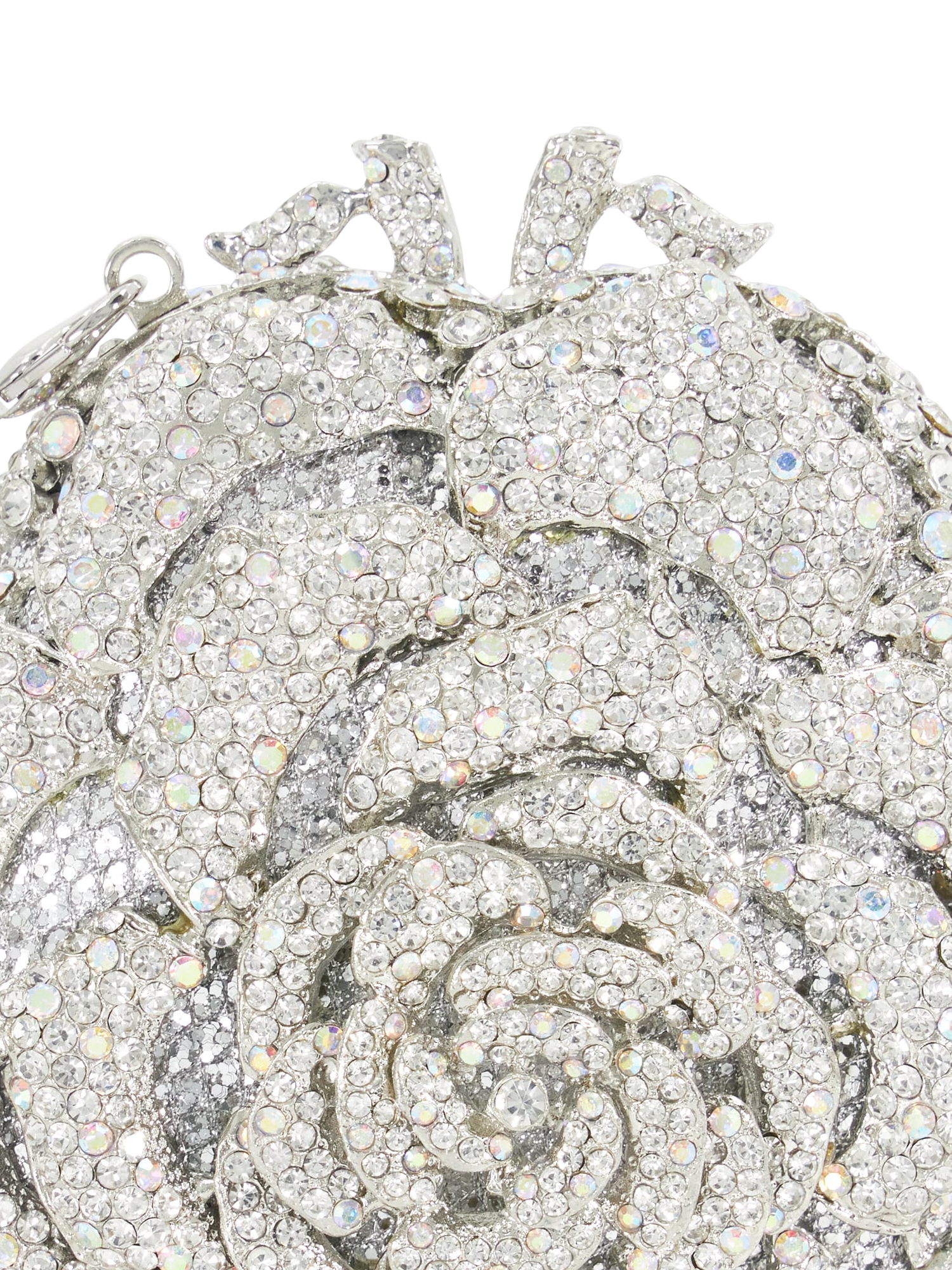 Product image 5 of 5, which shows Dune Bling Diamante Flower Clutch Bag, Silver