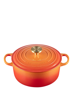Le Creuset Flamme Dorée Cast Iron Round Casserole, 24cm, Volcanic, Volcanic