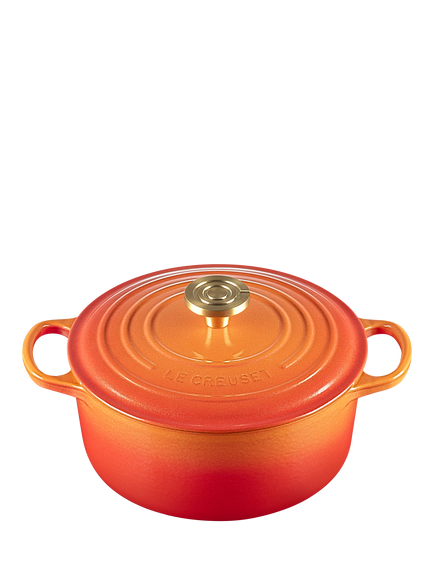 Le Creuset Flamme Dorée Cast Iron Round Casserole, 24cm, Volcanic, Volcanic