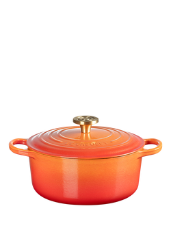 Le Creuset Flamme Dorée Cast Iron Round Casserole, 24cm, Volcanic - view 2, Volcanic