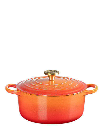 Le Creuset Flamme Dorée Cast Iron Round Casserole, 24cm, Volcanic - view 2, Volcanic