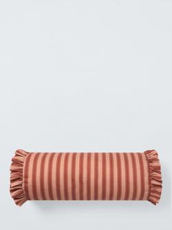 John Lewis x Sanderson Pinetum Stripe Frilled Bolster Cushion, Red