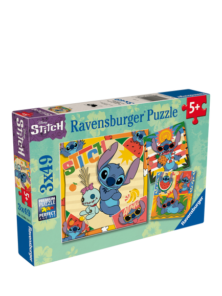 Disney Stitch 3 in a Box Jigsaw Puzzles, 49 Pieces, Multi