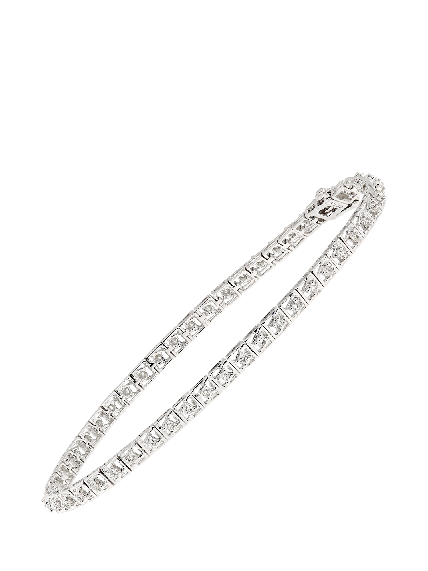 Product image 1 of 3, which shows Mogul 9ct White Gold Diamond Square Link Tennis Bracelet, 1.0ct, White