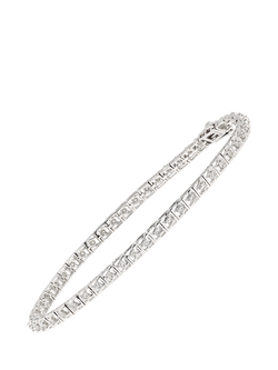 Mogul 9ct White Gold Diamond Square Link Tennis Bracelet, 1.0ct, White