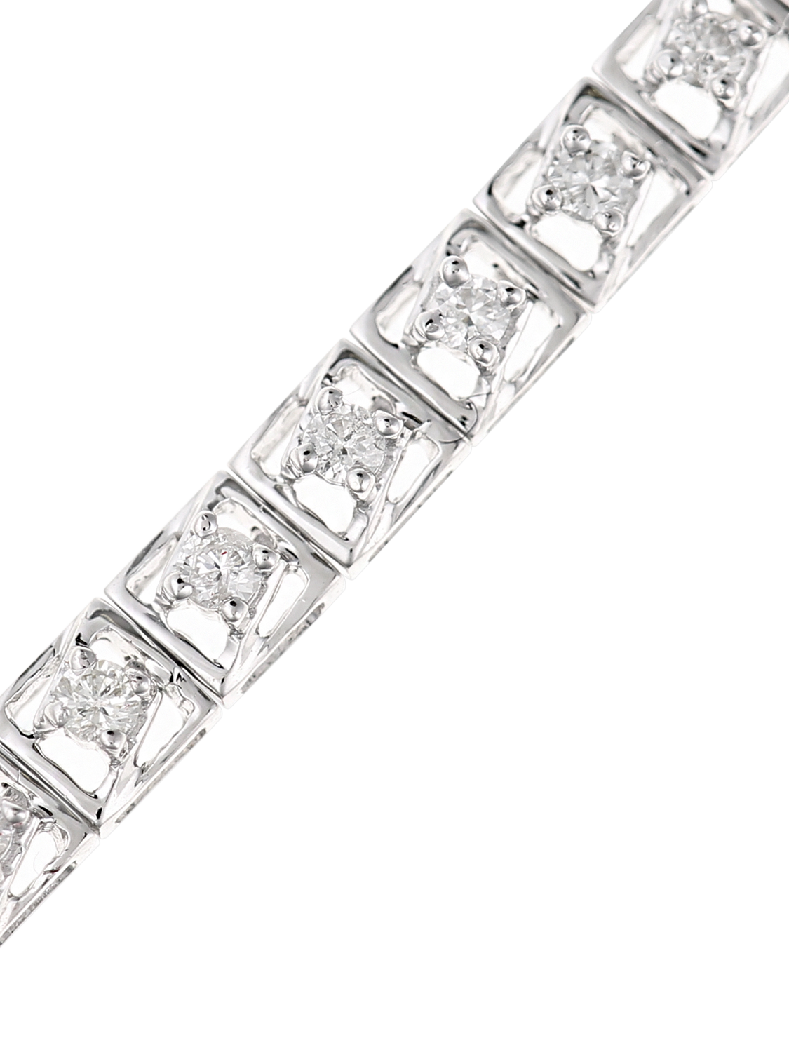 Product image 2 of 3, which shows Mogul 9ct White Gold Diamond Square Link Tennis Bracelet, 1.0ct, White