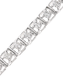 Mogul 9ct White Gold Diamond Square Link Tennis Bracelet, 1.0ct - view 2, White