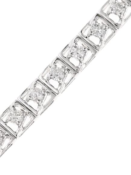 Mogul 9ct White Gold Diamond Square Link Tennis Bracelet, 1.0ct - view 2, White