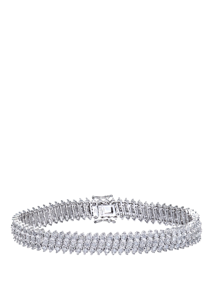 Mogul 9ct White Gold Diamond Triple Row Tennis Bracelet, 1.50ct, White